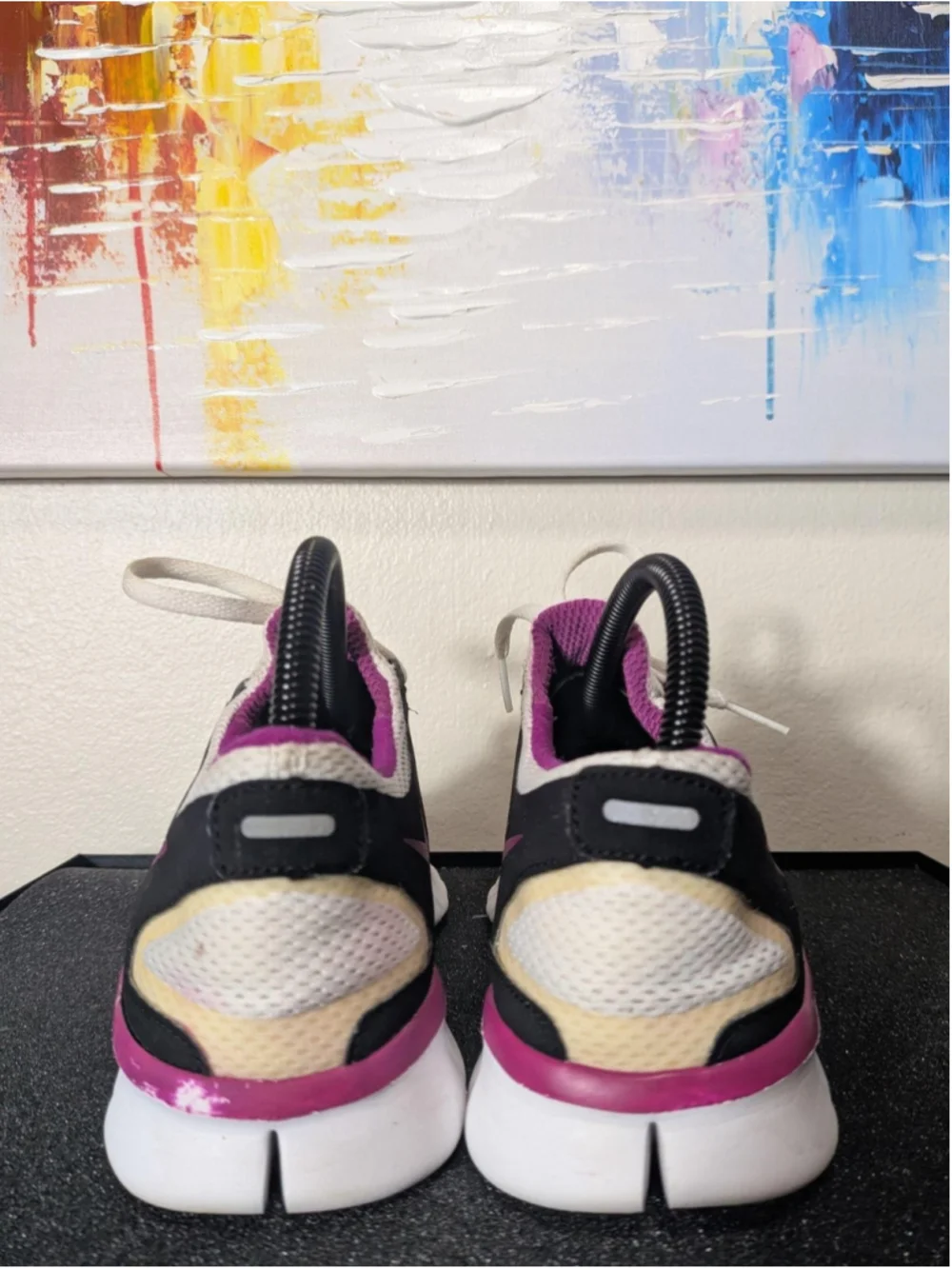 Nike Free Run Shoes Womens Size 7.5 White Black Pink Sneakers 395914-161